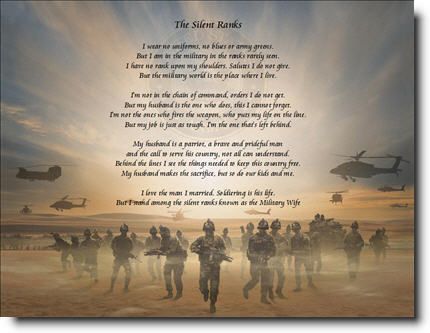 SILENT RANKS PERSONALIZED POEM MILITARY WIFES GIFT  