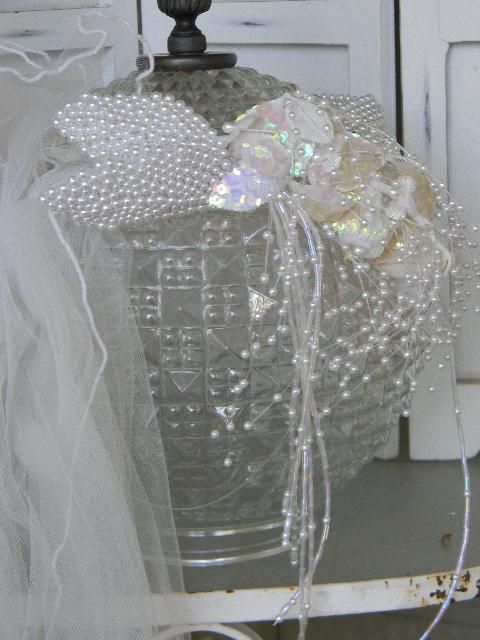 OLD Wedding Bridal Veil~Pearl Tiara~Crown~Great Display  