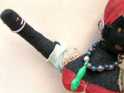 Rare Antique Black Cloth, Felt Doll. Bahia, Brazilian  