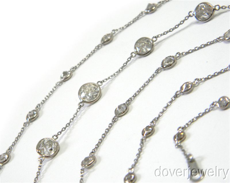   Platinum 14.50ct Diamond By The Yard Chain Long Necklace NR  