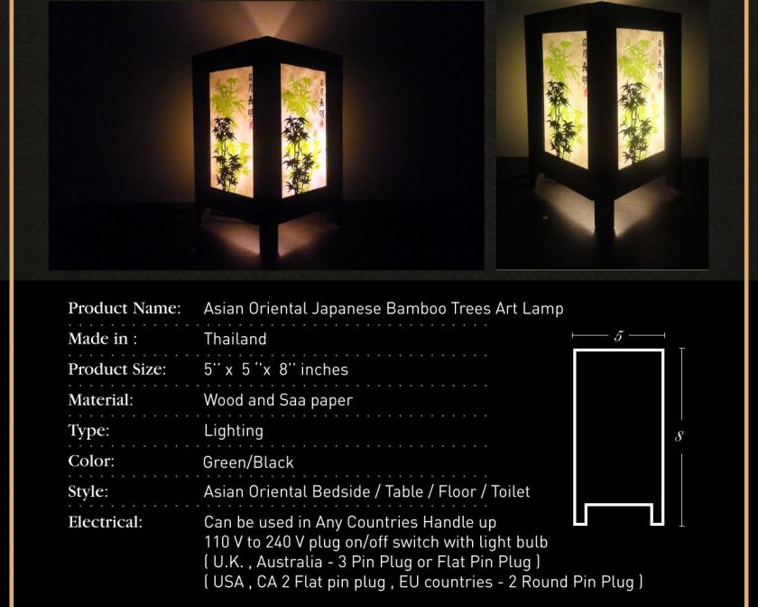   Oriental Japanese Bamboo Trees Bedside Table Lamp Wood Shades Lights