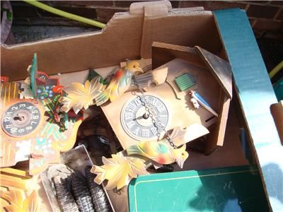 Old Vintage Cuckoo Clock parts including cuckoo weights spare repair 