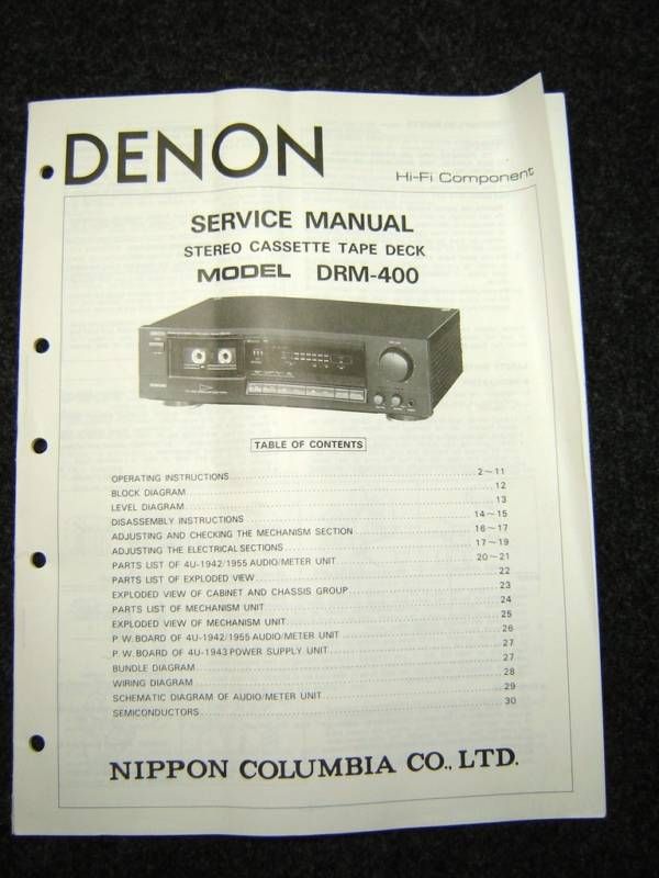 Original Denon DRM 400 Service Manual  