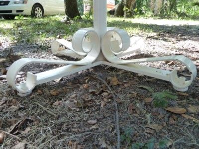 Vtg Fancy White Rolled Wrought Iron Patio Set Table 2 Swivel Chair 2 