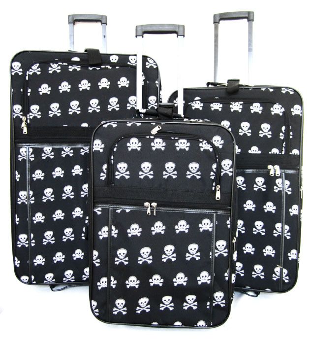 Piece Luggage Set Travel Bag Rolling Wheel Upright Black/White 