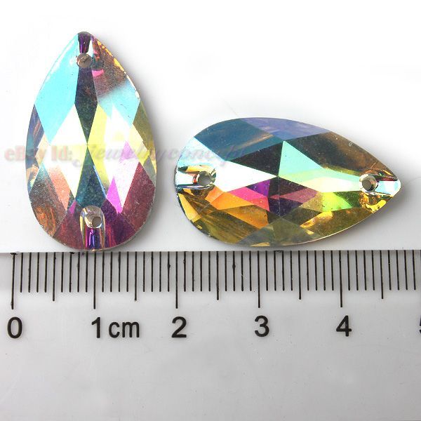 50x Teadrop AB Faceted Sew on Charms Beads 17mm 24258  