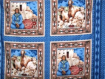 New Southwestern Indian Woman Horse Fabric Pillow Panel  