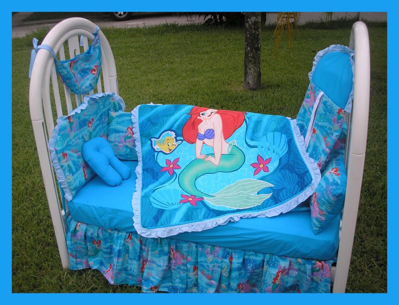 New Baby Crib Bedding Set Made W Little Mermaid Fabric