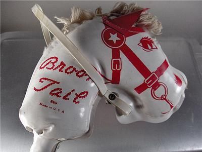 Vtg 1960s White Red BROOM TAIL HOBBY STICK HORSE  
