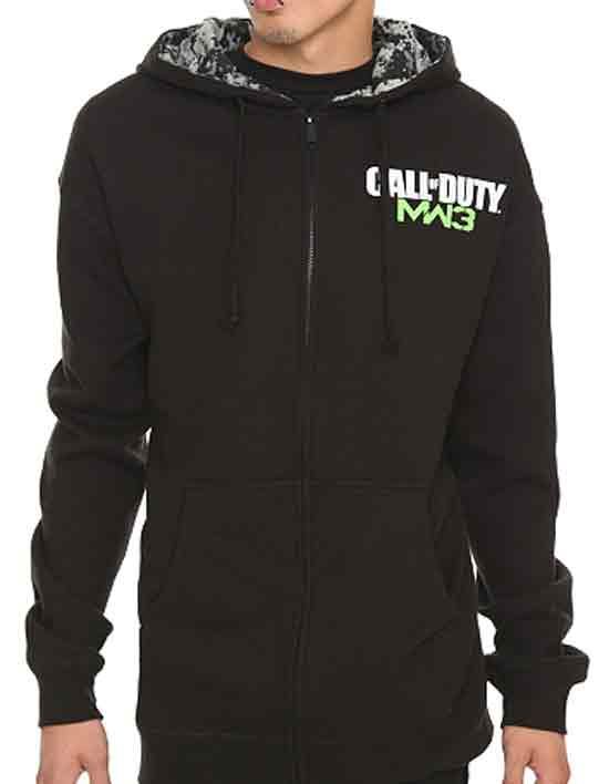 Call Of Duty MW3 Modern Warfare 3 Logo Black Zip Hoodie Sweatshirt 