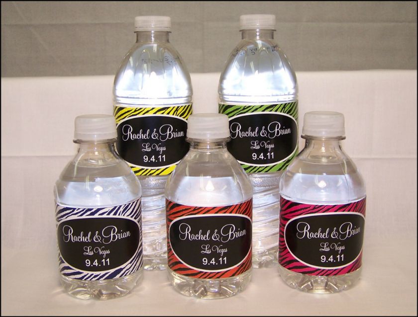 100 Zebra Theme Wedding Water Bottle Labels Waterproof  