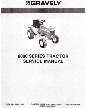 Gravely 8000 Series Tractor SERVICE manual 34836 03 85  