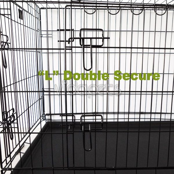24 3 Door Black Folding Dog Crate Cage Kennel Three 2  