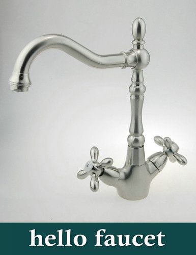 Brushed Nickel Swan Faucet Kitchen Bar Swivel MIxer Tap  